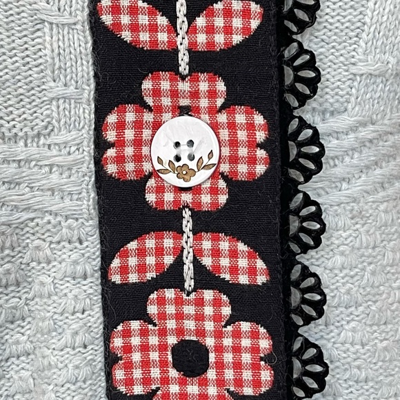 Anthropologie moth light blue moth gingham bloom cardigan sweater - Picture 5 of 6